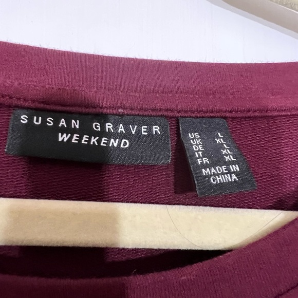 Susan Graver Weekend Collection Lounge Top with Embroidered sleeves - Picture 11 of 14